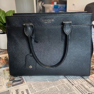 KATE SPADE BLACK CROSSHATCH LEATHER PURSE